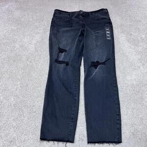 Gap Universal Legging Jeans Black Distressed Pockets Women’s Size 12 NWT